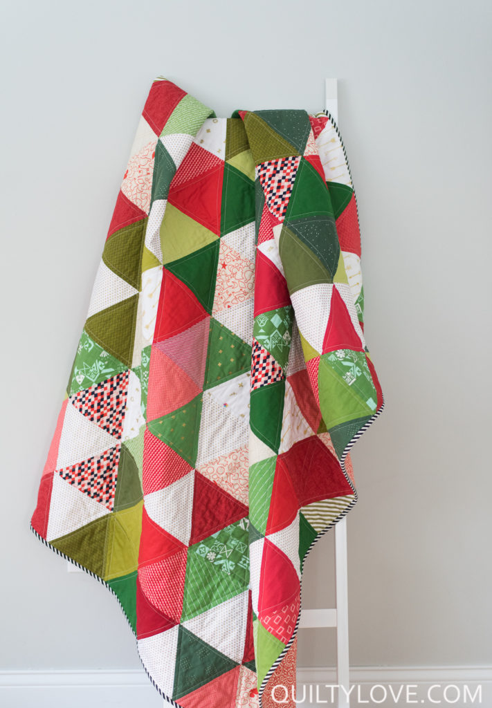 Scrappy Triangle Quilt - the Christmas one - Quilty Love