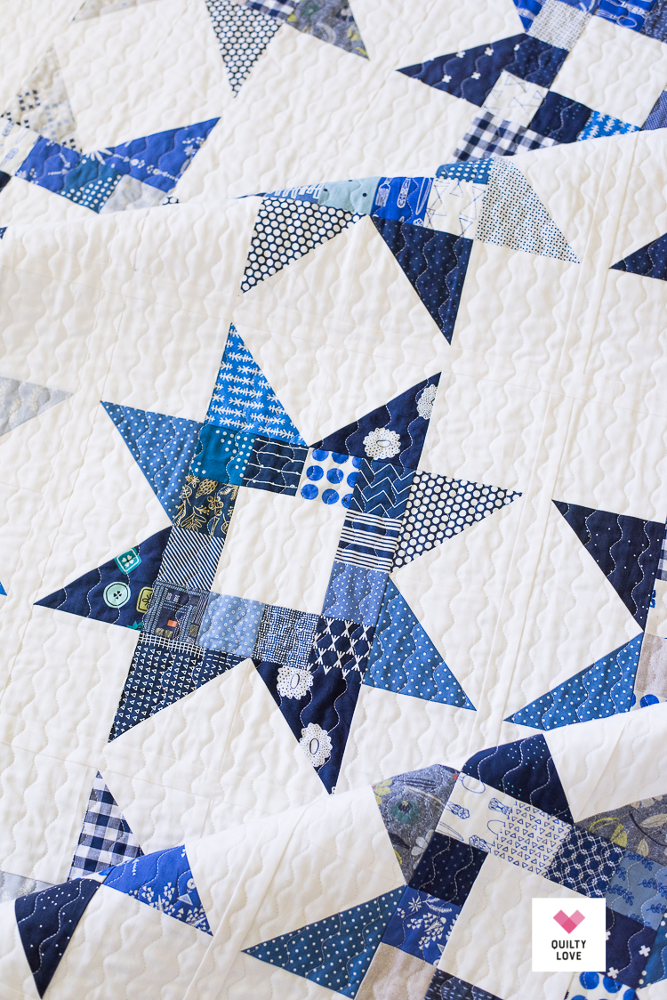 Quilty Stars Quilt pattern The Scrappy blue one Quilty Love