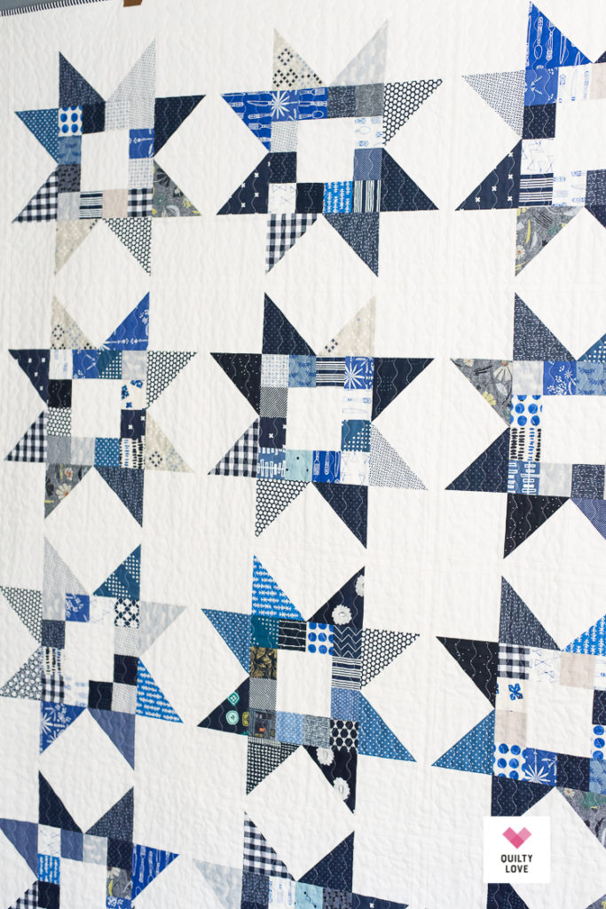 Quilty Stars Quilt pattern - The Scrappy blue one - Quilty Love