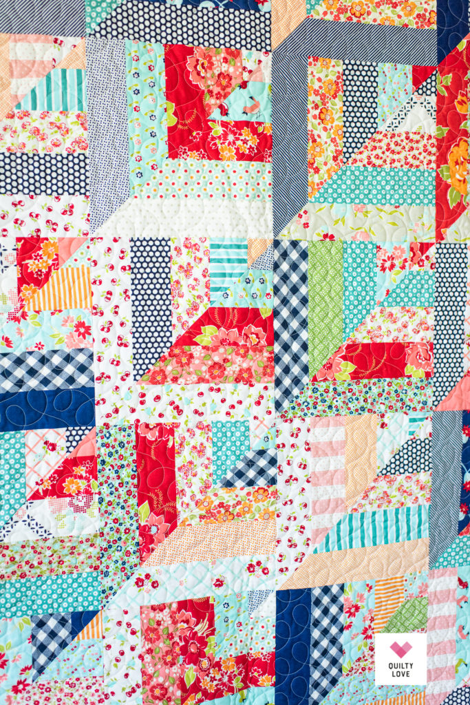 Scrappy B&C Lucky Log Cabins Quilt - Quilty Love