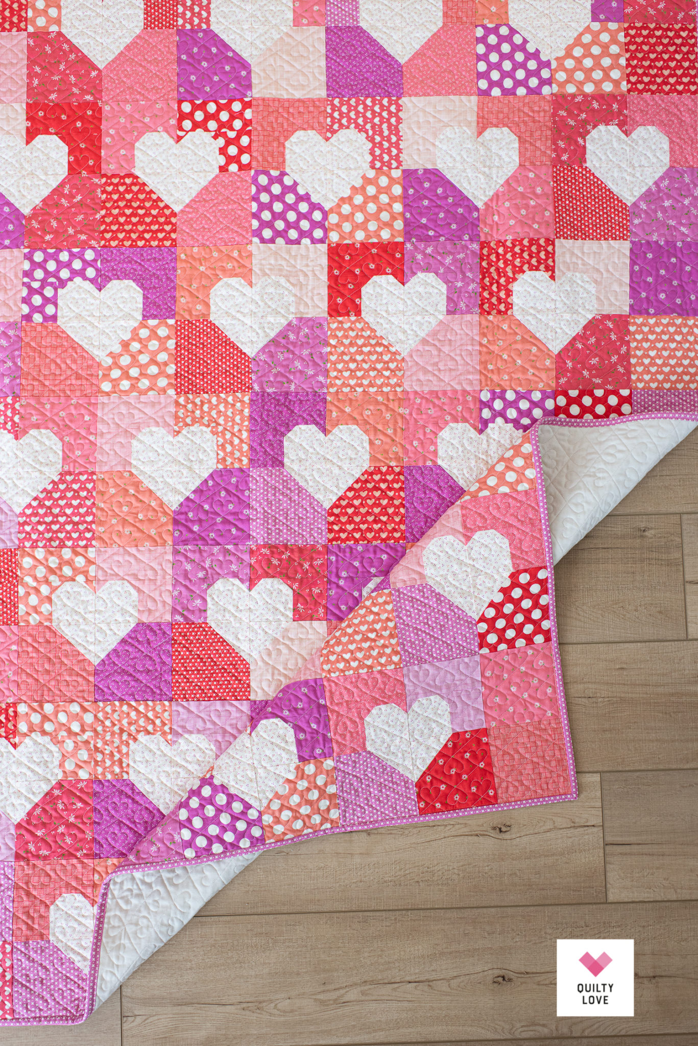 Patchwork Hearts Quilt Pattern Scrappy heart quilt Quilty Love