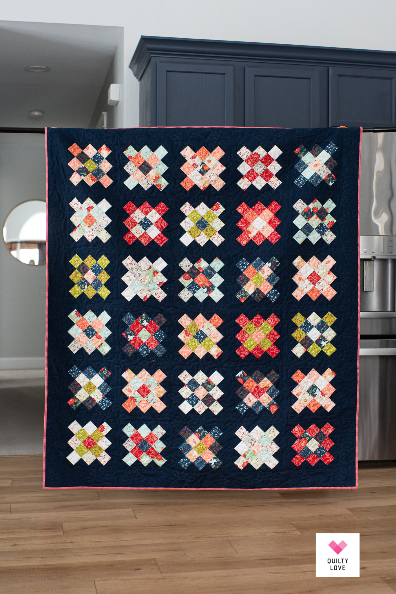 Free Pattern - Scrappy Granny Squares quilt pattern - Quilty Love