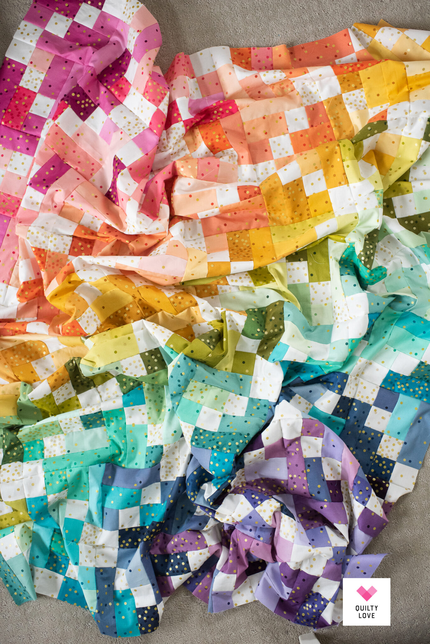 VandCo Confetti Ombre Scrappy Gems Irish Chain quilt - Quilty Love